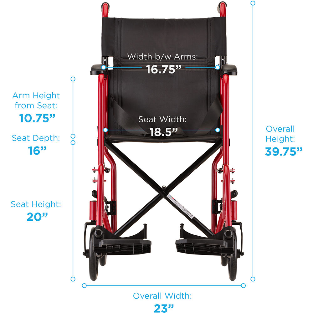 TRANSPT CHAIR 19" STEEL RED
